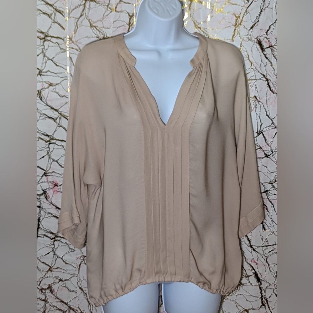 Joie Pleated V-Neck Blouse, Size Medium